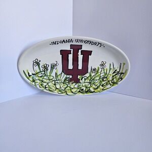 IU NCAA Plate Officially Licensed Magnolia Lane Collection Oval Hand Painted